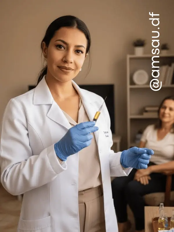 Aplicação de vitaminas e repositores injetáveis em domicílio